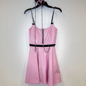 Dolls Kill Pink Mini Dress With Detachable Chained Cuffs